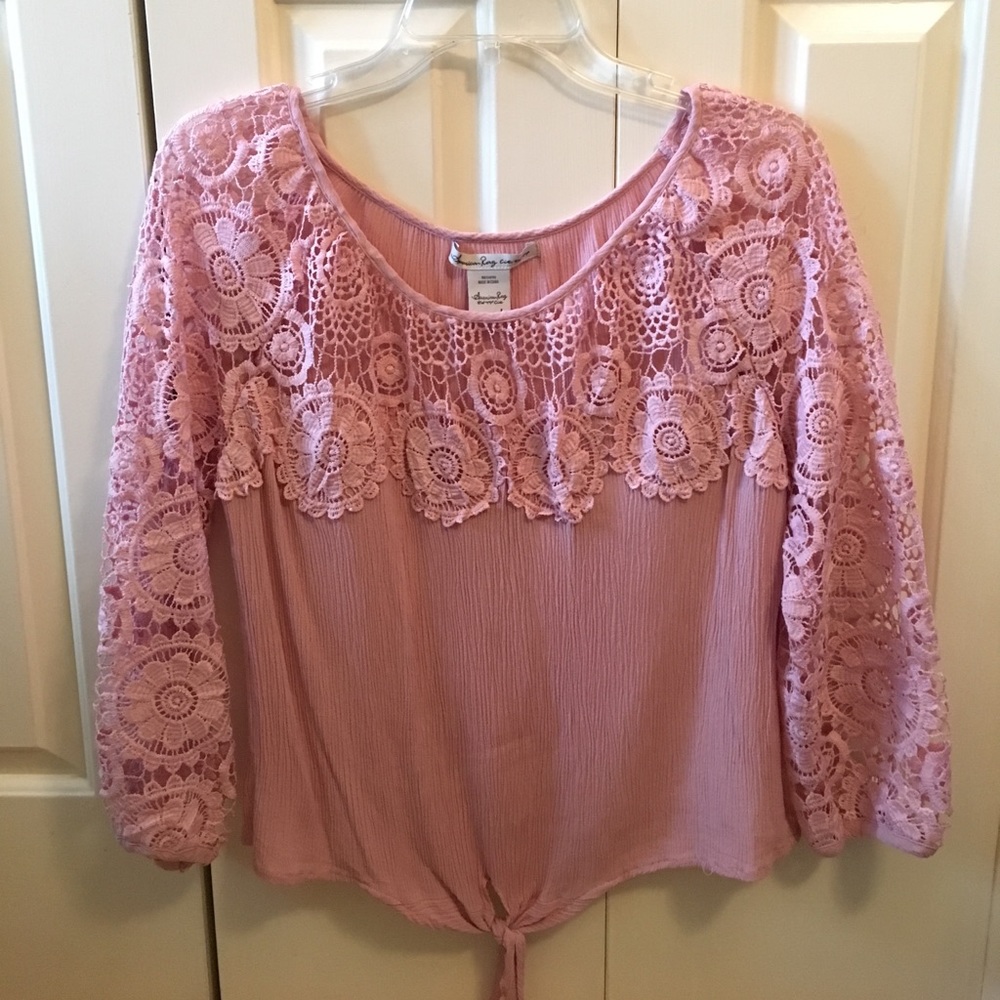 🌼American Rag Cie Pink Floral Blouse Long Sleeve